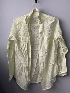 Chico's Light Green Linen Button-Front Blouse